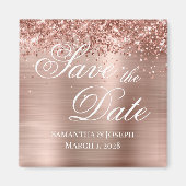 Glittery Roos Gold Foil Bespaar op datum Magneet (Voorkant)