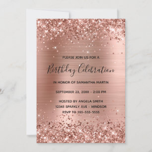 Glittery Roos Gold Foil Birthday Celebration Kaart