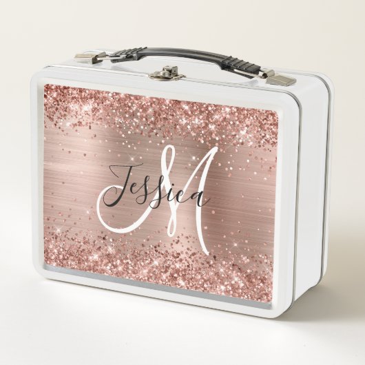 Glittery Roos Gold Foil Black en White Monogram (Voorkant)