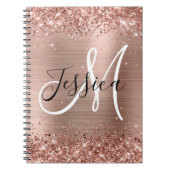 Glittery Roos Gold Foil Black en White Monogram Notitieboek (Voorkant)