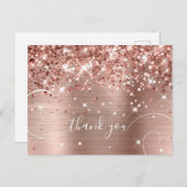 Glittery Roos Gold Foil Curly Script Hartelijk dan Briefkaart (Voorkant / Achterkant)