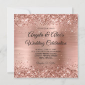 Glittery Roos Gold Foil Elegant Wedding Kaart (Voorkant)