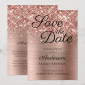Glittery Roos Gold Foil Family Reunion Save The Date (Voorkant / Achterkant)