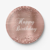Glittery Roos Gold Foil Happy Birthday Papieren Bordje (Voorkant)