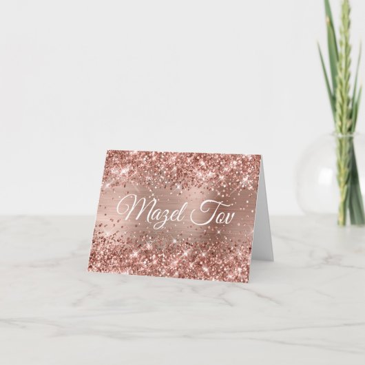 Glittery Roos Gold Foil Mazel Tov Kaart (Voorkant)