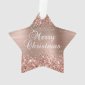 Glittery Roos Gold Foil Merry kerst Ornament (achterkant)