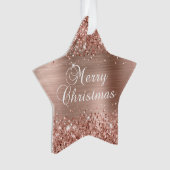 Glittery Roos Gold Foil Merry kerst Ornament (voorkant)