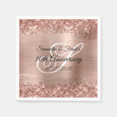 Glittery Roos Gold Foil Monogram 10e Jubileum Servet (Voorkant)