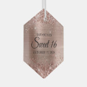 Glittery Roos Gold Foil Sweet 16 Glas Ornament (Voorkant Rechts)
