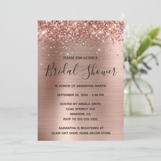 Glittery Roos Gold Foil Vrijgezellenfeest Kaart (Staand voorkant)