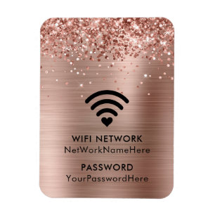 Glittery Roos Gold Foil WiFi-netwerk en wachtwoord Magneet