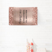 Glittery Roos Gold Folie 70e Verjaardag Verticaal Spandoek (Insitu)