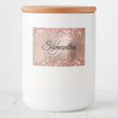 Glittery Roos Gold Glam Fancy Monogram Voedselcontainer Etiket (Voorkant)