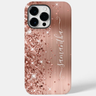 Glittery Roos Gold Glam Modern Girly Handtekening Case-Mate iPhone 14 Pro Max Hoesje