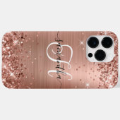 Glittery Roos Gold Glam Monogrammen Case-Mate iPhone Case (Achterkant (horizontaal))