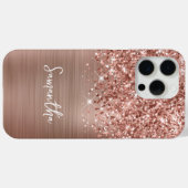 Glittery Roos Gold Glam Name Case-Mate iPhone Case (Achterkant (horizontaal))