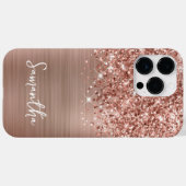 Glittery Roos Gold Glam Name Case-Mate iPhone Case (Achterkant (horizontaal))