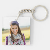 Glittery Roos Gold Glam Name Foto Sleutelhanger (Achterkant)