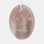 Glittery Roos Gold Glam Name Glas Ornament (Voorkant links)