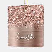 Glittery Roos Gold Glam Name Keramisch Ornament (Links)