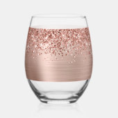Glittery Roos Gold Glam Name Wijnglas Zonder Voet (Achterkant)