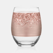 Glittery Roos Gold Glam Name Wijnglas Zonder Voet (Rechts)