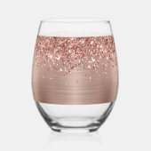 Glittery Roos Gold Glam Name Wijnglas Zonder Voet (Links)