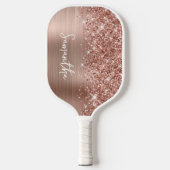 Glittery Roos Gold Glam Script Name Pickleball Paddle (Voorkant)
