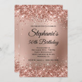 Glittery Roos Gold Gradient Monogram 50e verjaarda Kaart (Voorkant / Achterkant)