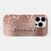 Glittery Roos Gold Metallic Girly Signature iPhone Hoesje (Achterkant horizontaal)