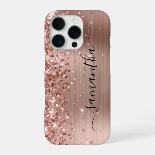 Glittery Roos Gold Metallic Girly Signature iPhone Hoesje (Achterkant)