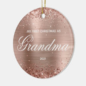 Glittery Roos Gold Mijn eerste kerstfeest als oma Keramisch Ornament (Links)