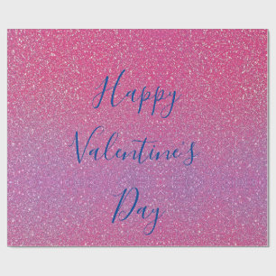 Glittery Roos Gold Pink Happy Valentijnsdag Cadeaupapier