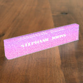Glittery Roos Gold Pink Monogram Aangepaste naam C Naambordje (Zijkant)