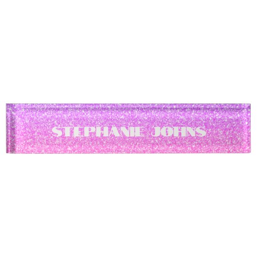 Glittery Roos Gold Pink Monogram Aangepaste naam C Naambordje (Voorkant)