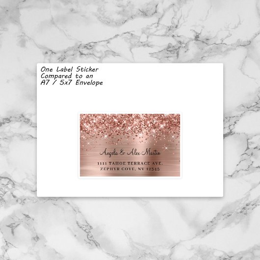 Glittery Rose Gold 15 Mariage Étiquettes de adress