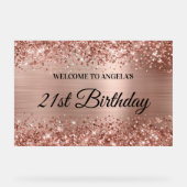 Glittery Rose Gold Foil 21e anniversaire Bienvenue (Recto)