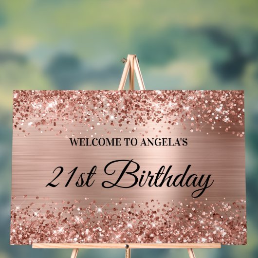 Glittery Rose Gold Foil 21e anniversaire Bienvenue (Neutre)