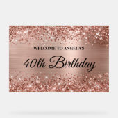 Glittery Rose Gold Foil 40e anniversaire Bienvenue (Recto)