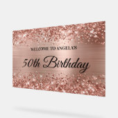 Glittery Rose Gold Foil 50e anniversaire Bienvenue (Angle)