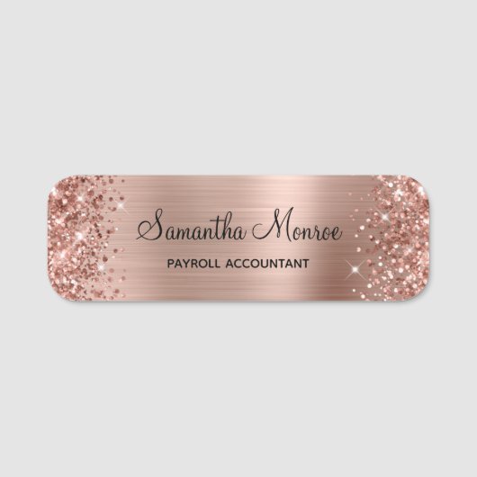 Glittery Rose Gold Foil Naamplaatje (Voorkant)
