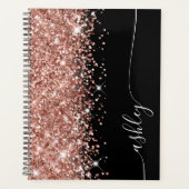 Glittery Rose Gold Glam Black Élégant Script (Devant)