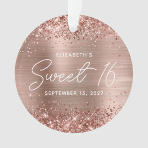 Glittery Rose Gold Glam Modern Sweet 16 Photo