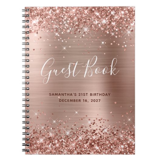 Glittery Rose Gold Moderne 21e Anniversaire Livre  (Devant)