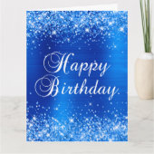 Glittery Royal Blue Big Happy Birthday Kaart (Voorkant)