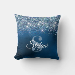 Glittery Royal Blue Folie Individuele naam Kussen
