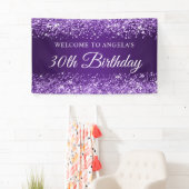 Glittery Royal Paarse 30e Verjaardag Welkom Spandoek (Insitu)