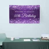 Glittery Royal Paarse 30e Verjaardag Welkom Spandoek (Beurs)