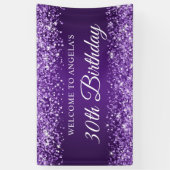 Glittery Royal Paarse 30e Verjaardag Welkom Spandoek (Verticaal)