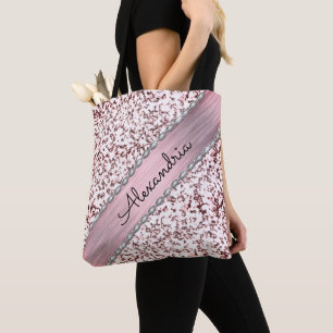 Glittery roze blush gepersonaliseerd marmer draagtas